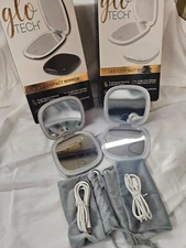 GLOTECH LED COMPACT Magnifying Small Mirror 1X & 10X Travel 4” *White & Black*