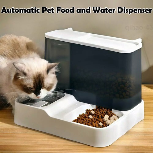 Automatic Cat Food and Water Dispenser Set Large Gravity Pet Feeder