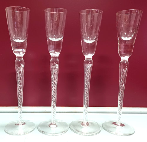 Fine Crystal Cordial Stemware Glasses 8.5" Blown Glass Air Twist Stem - Set of 4 - Picture 2 of 2