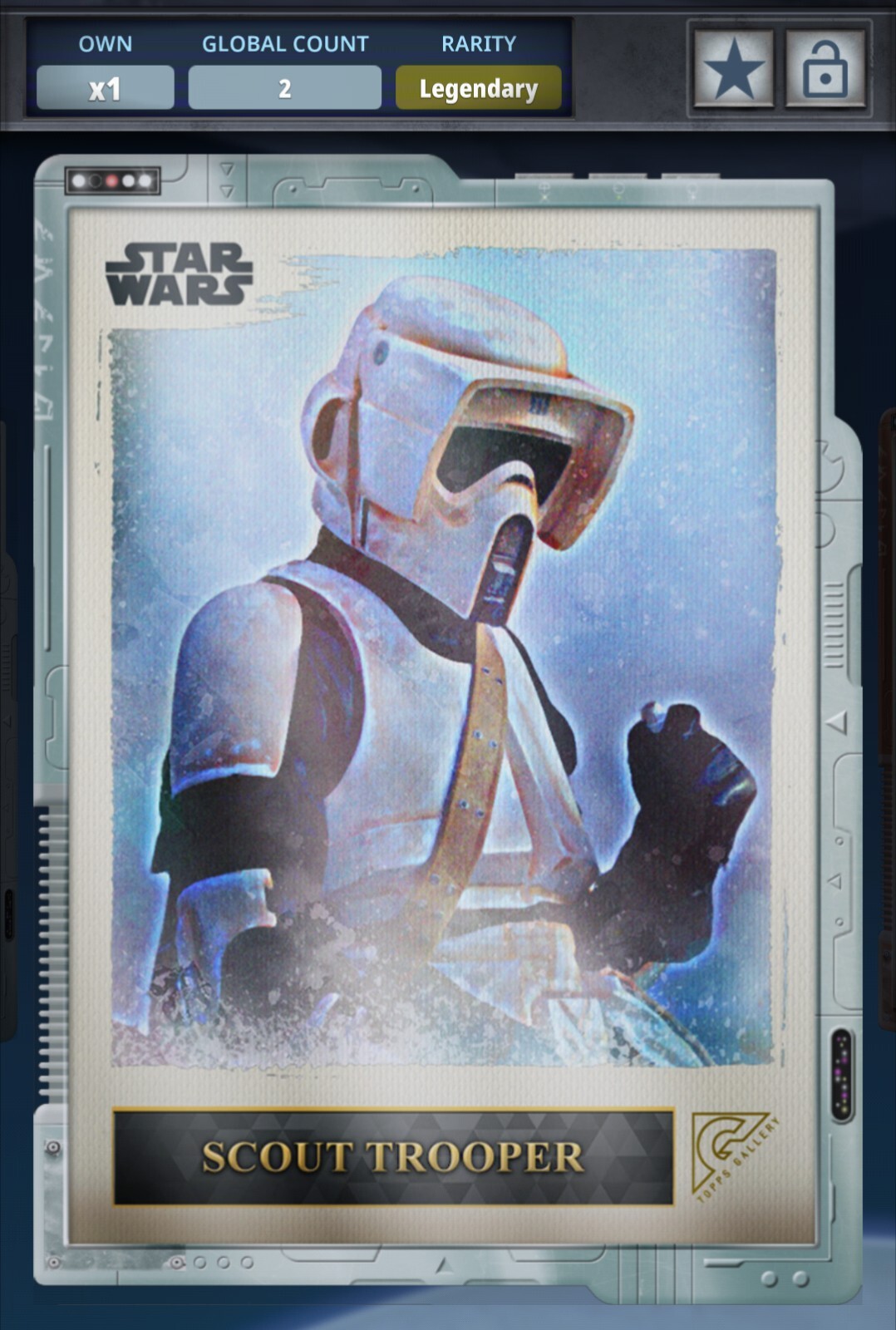 Star Wars Card Trader 2021 Gallery Legendary Gilded Silver Scout Trooper 2cc