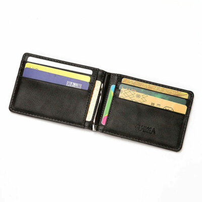 RFID Men's Leather Slim Bifold Money Clip Wallet Front Pocket Credit Card Ho-lk