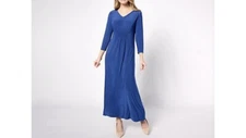 Attitudes by Renee Regular Smockwaist V-Neck Maxi Dress A627438 Midn Blue Large