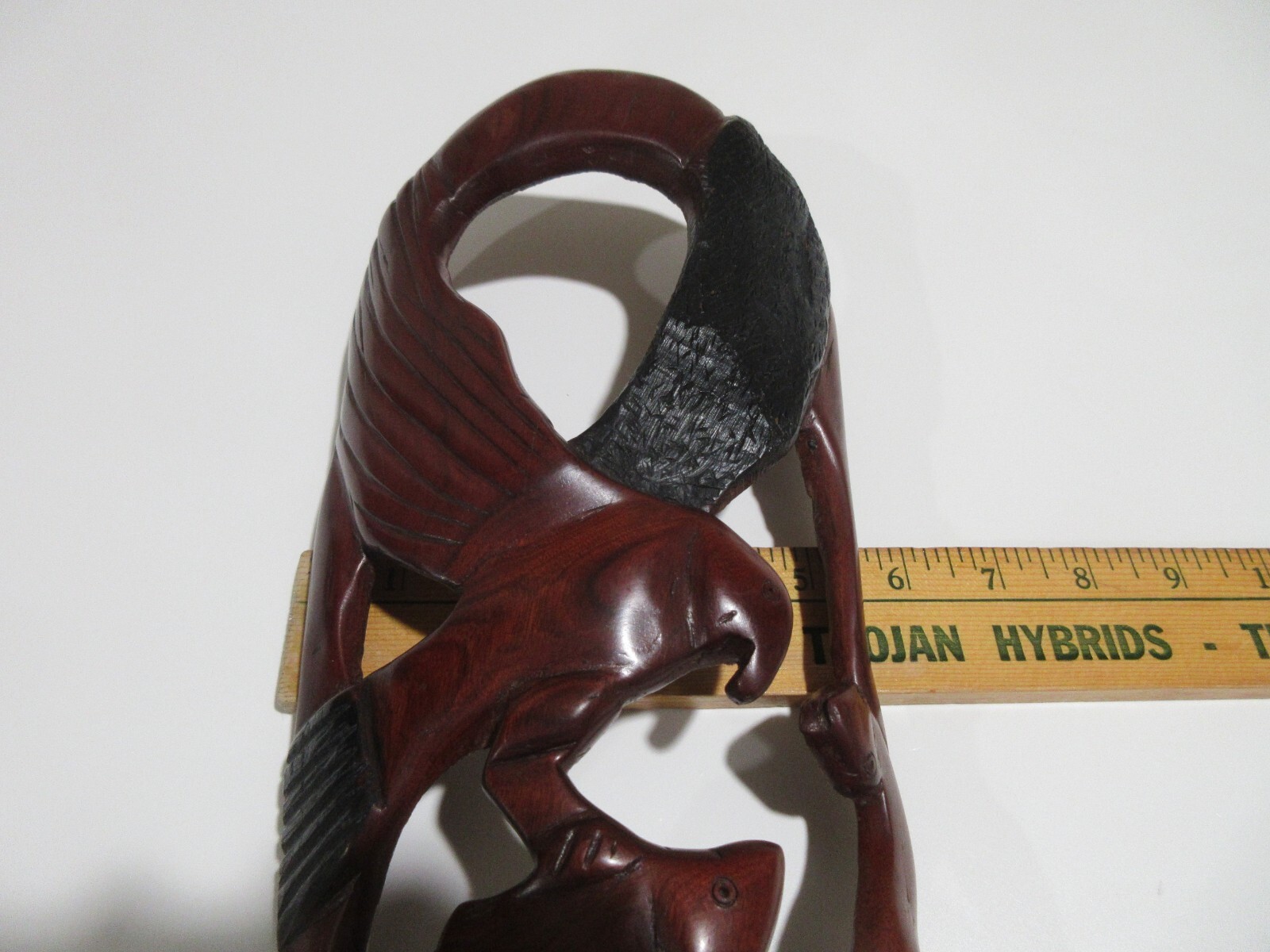 16" Hand Carved African Tribal Mask Ebony Wood Eagle Hunting Fish Snake Original