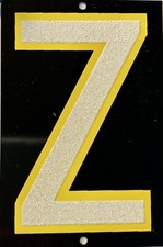 Reflective House Letters  Z  -Vintage NOS,New Metal Alphabet w/Yellow Outline