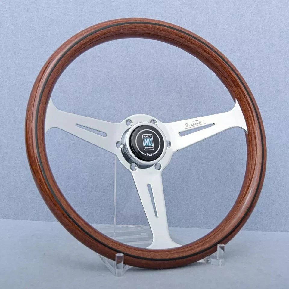 NARDI Classic 350mm Steering Wheel Mahogany Wood with Chrome Finish - Image 3 of 4