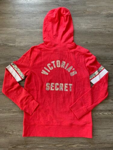 XS neu mit Etikett Victoria Secret Supermodel Essential rot Glitzer durchgehender Reißverschluss Hoodie Jacke NEU