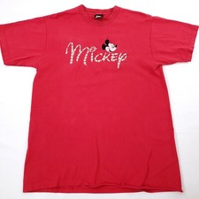 Vintage Mickey Mouse Velva Sheen Embroidered T Shirt Made in USA LARGE Disney