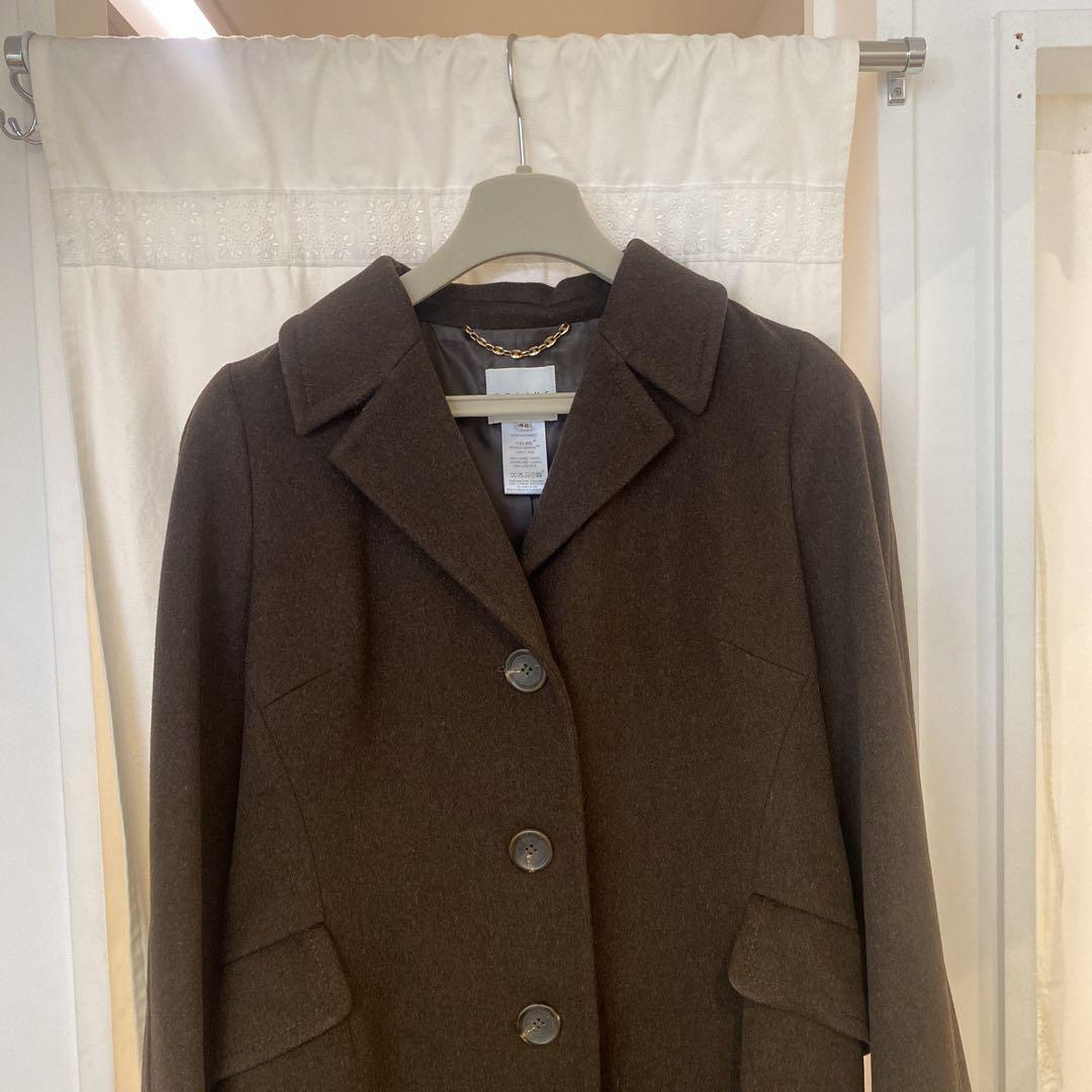 Celine Long Coat with Big Fur Single Brown Wool - image 16