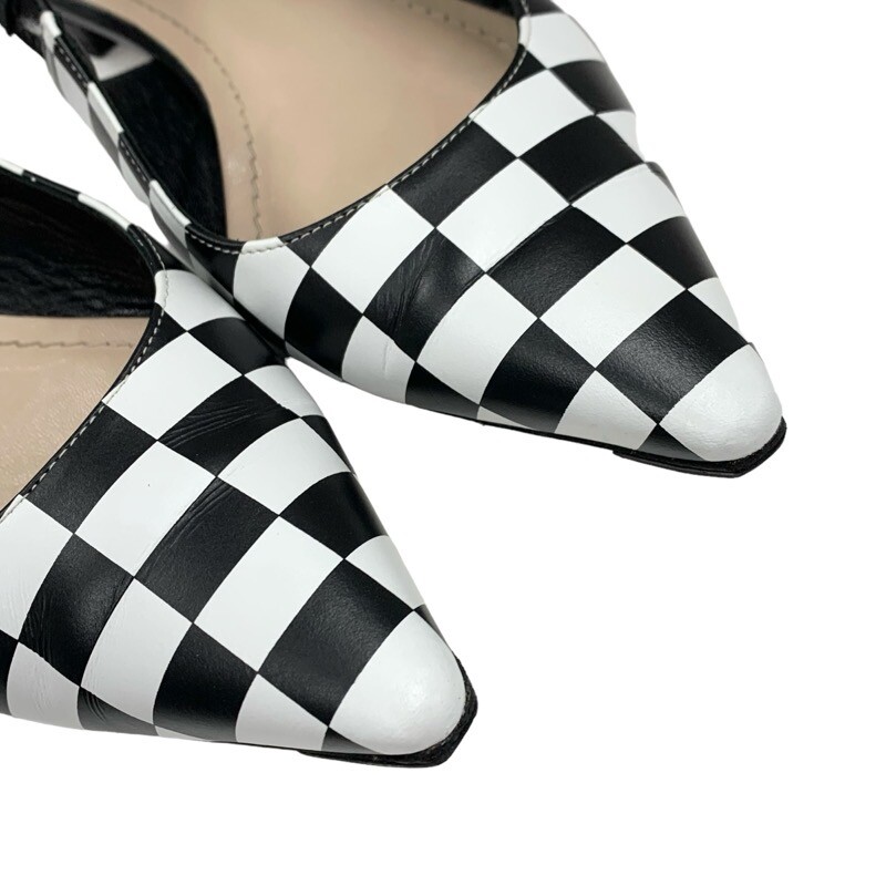 DIOR J'Adior Slingback Flat Black and White Checkered DIOR J'Adior Slingback Flat Black and White Checkered