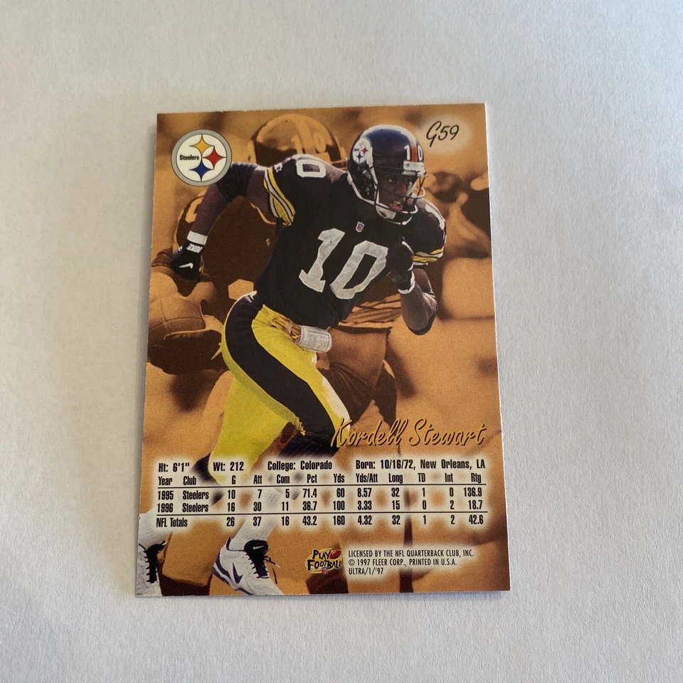 1997 Fleer Ultra Gold Medallion Edition Kordell Stewart #G59 - Image 2 of 2