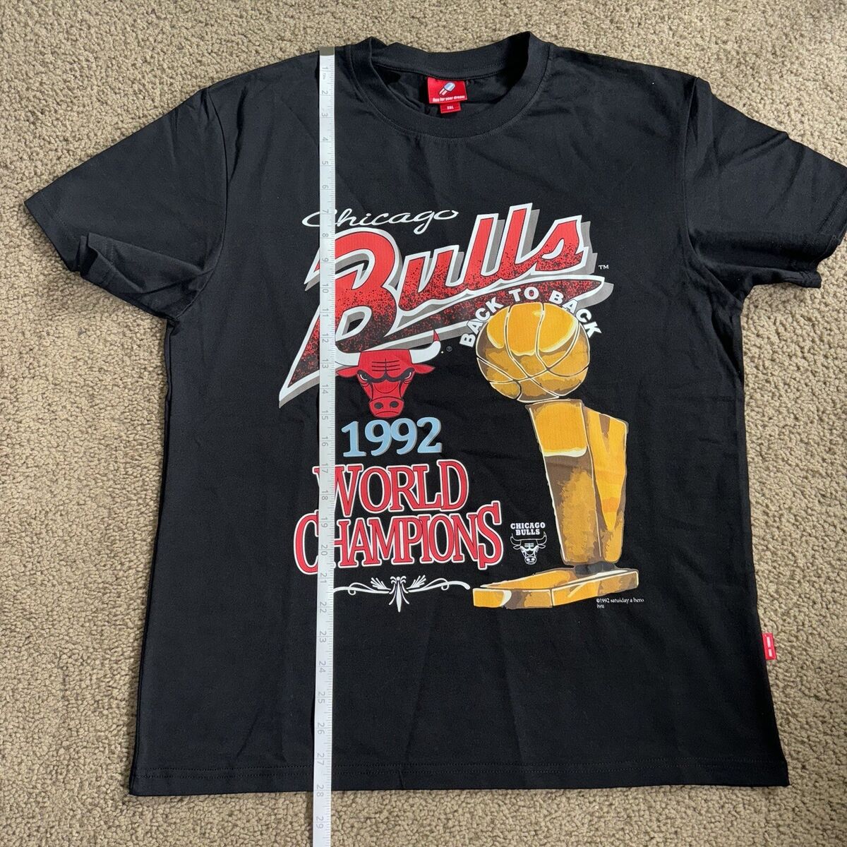 Chicago Bulls NBA 1992 Champions T Shirt Black Size Large Chicago Bulls NBA 1992 Champions T Shirt Black Size Large
