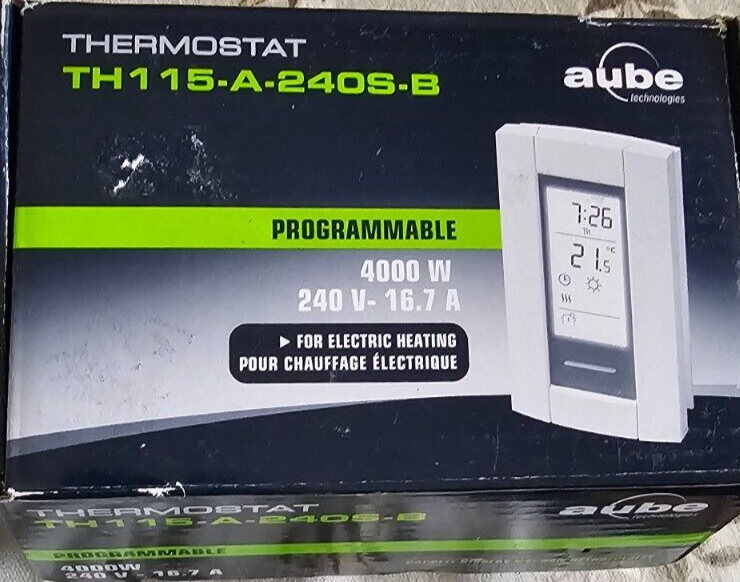 Aube TH115-A-240D-B Programmable Electronic Thermostat Supply Voltage: 240  V NOB