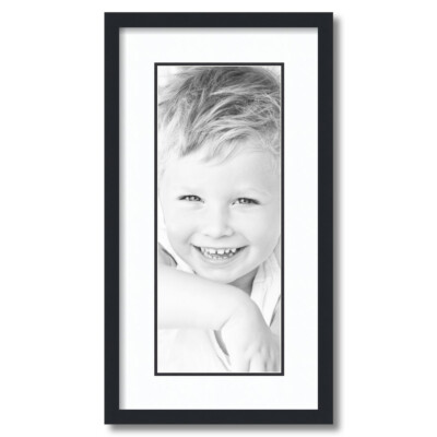 ArtToFrames Matted 12x24 Black Picture Frame with 2'' Double Mat, 8x20 Opening