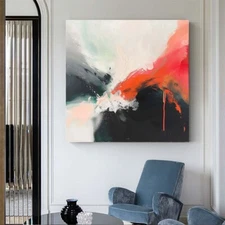 Abstract Painting Canvas Painting Modern artwork Living Room Ren and Black