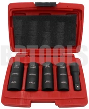 5pc 1/2" DR. FLIP LUG NUT IMPACT SOCKET METRIC/SAE MAG CAR RIM WHEEL THIN WALL