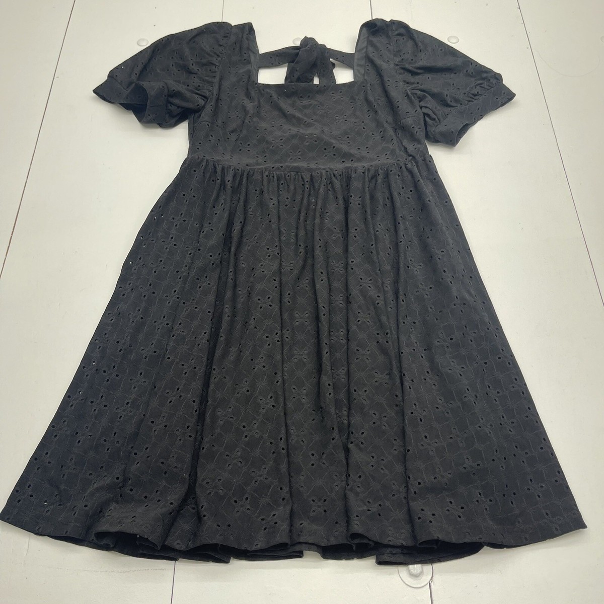 David & Dani Black Eyelet Short Sleeve Dress Women's Size Large New | eBay