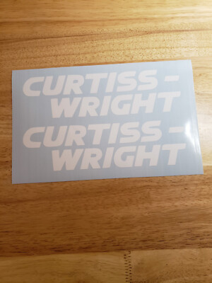 curtiss wright aircraft vinyl decal pair (2) white USA 10x3.1 | eBay