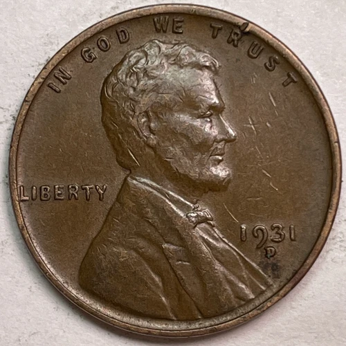 1931-D Lincoln Wheat Cent Almost Uncirculated AU Coin #10607