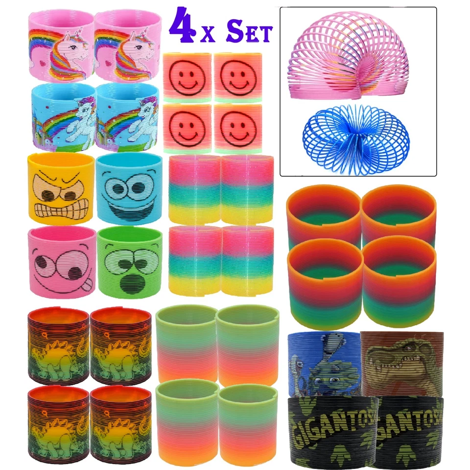 PMS INTERNATIONAL 4x Molle Bobina Plastica Elastiche Molle Magiche Arcobaleno Spirale Rimbalzo Giocattoli Natale