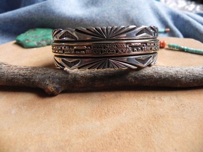 Sterling Silver & 14k Gold STORYTELLER Cuff Bracelet by Bruce Sterling Silver & 14k Gold STORYTELLER Cuff Bracelet by Bruce