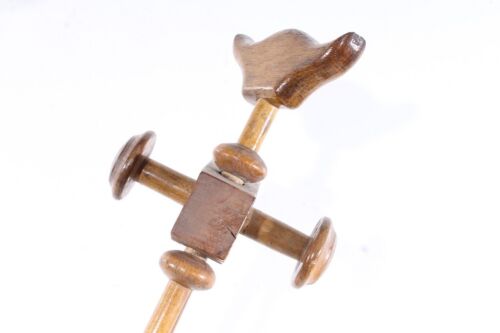 alter Gehstock Stock mit Rollen Holz Rollstock Tragehilfe Gehhilfe Vintage - Picture 10 of 12