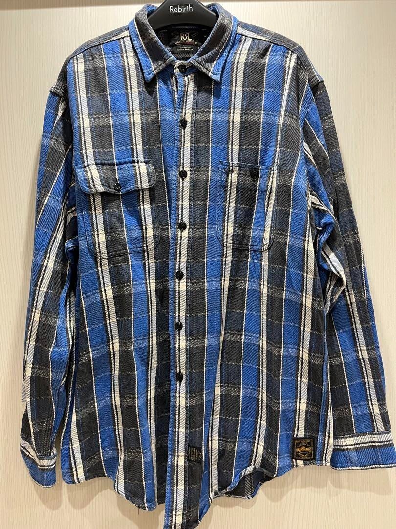 RRL RALPH LAUREN Men's 90s Three Stars Tag Check Flannel RRL RALPH LAUREN Men's 90s Three Stars Tag Check Flannel