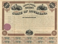 State of Louisiana signed by Gov. Henry Clay Warmoth - 1871 dated $1,000 Bond