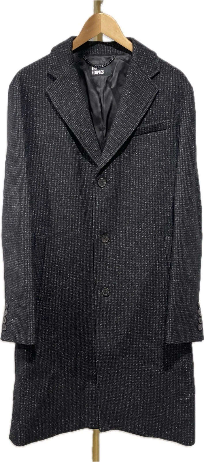 THE KOOPLES MEN’S ELEGANT WOOL BLEND COAT BLACK SPACKLE GRAY SIZE S NWT  $745 image 4