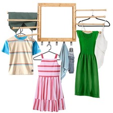 Bamboo Wall Mount Drying Rack for Laundry – Collapsible Foldable Clothes Drye...