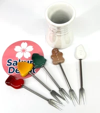 Le Creuset Food Pick Set Christmas Holiday Party Pintxos Picks Stoneware JPN New