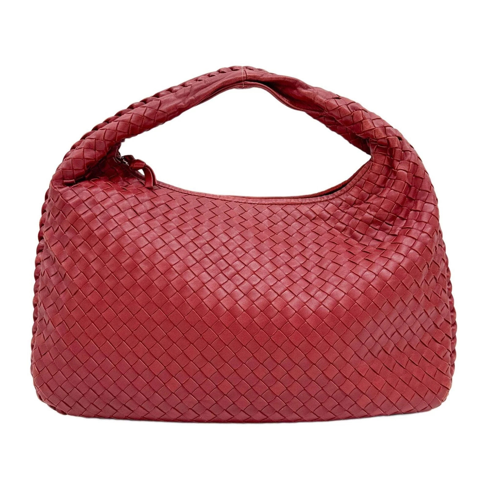 Bottega Veneta — BOTTEGA VENETA Veneta Intrecciato Red Leather Shoulder Bag