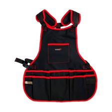 SAFE HANDLER BLSH-ES-AP-1BKR Professional 16 Pocket Tool Apron, Black/Red