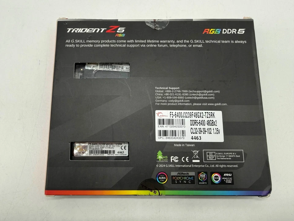 G.SKILL TRIDENT Z5 RGB DDR5 RAM INTEL XMP 3.0 96GB (2X48GB) 6400MT/S CL32 NEW - Image 2 of 2