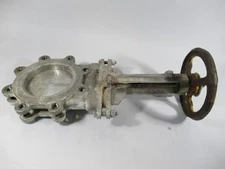 Generic Knife Gate Valve Size 6" 8 Bolt Pattern Yellow 9" Handle USED