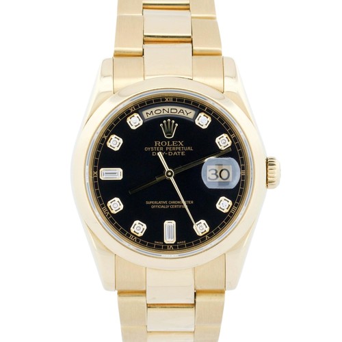 2006 PAPERS Rolex Day-Date BLACK DIAMOND 18K Gold OYSTER 36mm ...