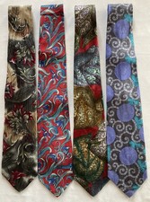 Lote of 4 Vintage Geoffrey Beene 100 Silk Ties