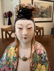 Large 13” Chinese Famille Rose Porcelain Guanyin Kwan Yin Statue Gilt Lotus — photo 5