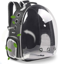 Cat Backpack Carrier Bubble Pet Travel Bag Ventilated Hard Shell Black 15lb