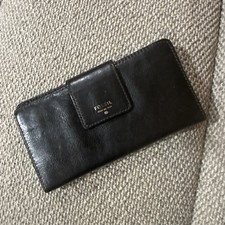 Fossil Logan RFID Leather Clutch Wallet Black Great Condition
