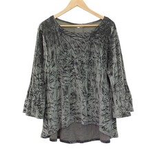 Bryn Walker Shirt Blouse Black Crushed Velvet Top Sz Medium Modal USA Made