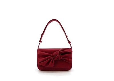 LIKE DREAMS Elena Bow vegan leather small women's shoulder bag  -Red (Defective)