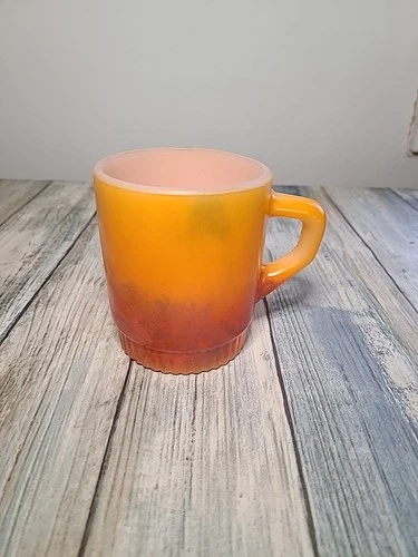 Vintage Fire King Anchor Hocking Stackable ORANGE Glass Coffee Mug
