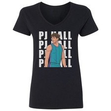 PJ Hall Inspired Stacked Graphic - Charlotte Tribute Ladies' V-Neck Tshirt