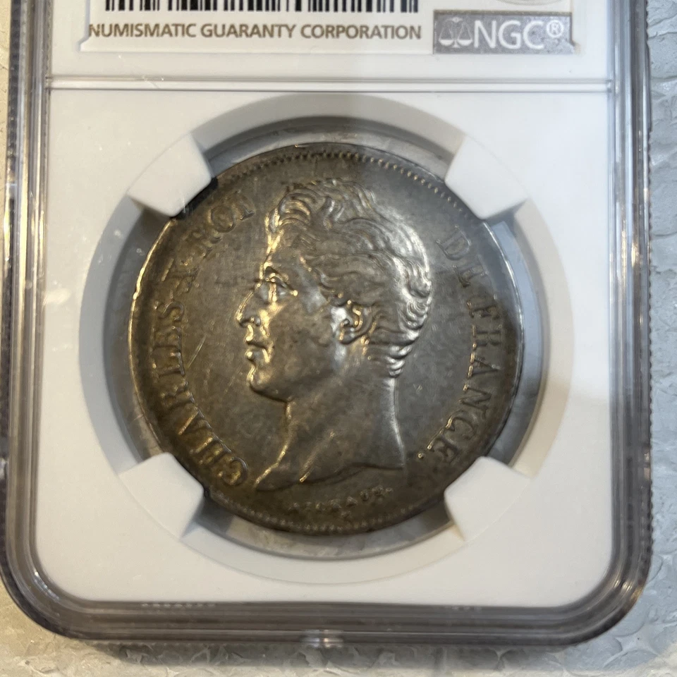 Rare France 1827 W Silver 5 Francs NGC Certified XF45 KM#728.13 - Image 3 of 4