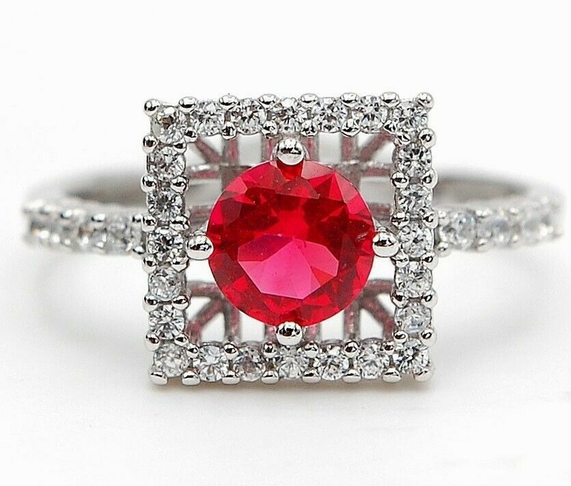  2CT Heat Treated Rubellite Tourmaline 925 Solid Sterling Silver Ring Sz 6, &3-9