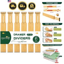 Kitchen Drawer Dividers 6 Pack Expandable Bam...