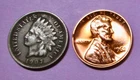 1907 Indian Head Penny and 1962 Proof Lincoln Memorial Cent