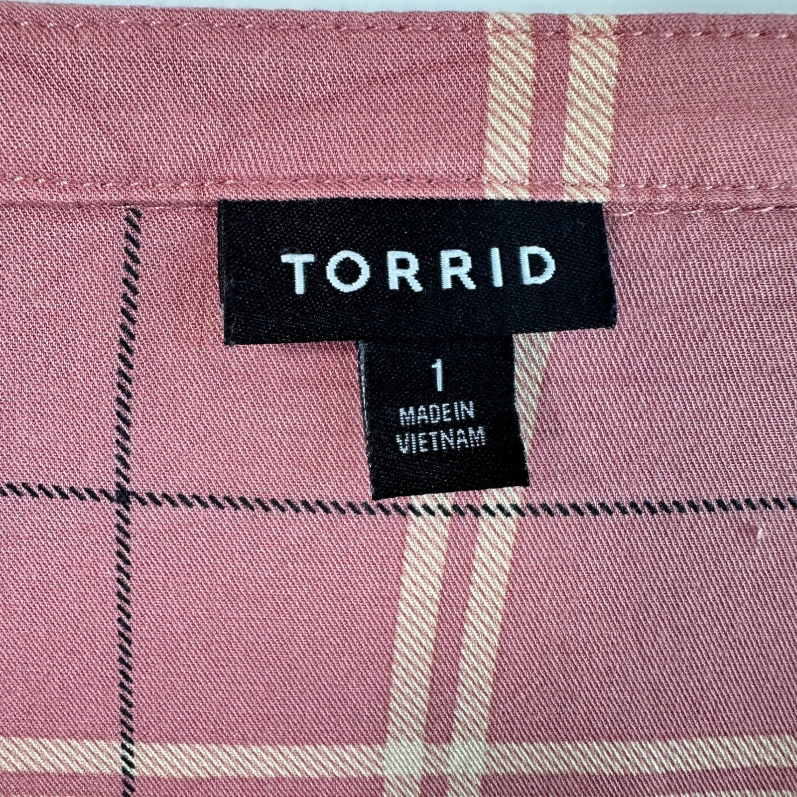 VETEMENTS Abito Camicia Torrid Mini Challis Plaid Rosa Taglia 1 Zip Frontale Viaggio Boho Nuovo senza etichette