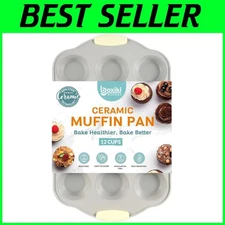 Ceramic Coated Cupcake Pan with Silicone Handles