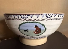 Nicholas Mosse Pottery Landscapes 9" Bowl Cat Pig Sheep Hen